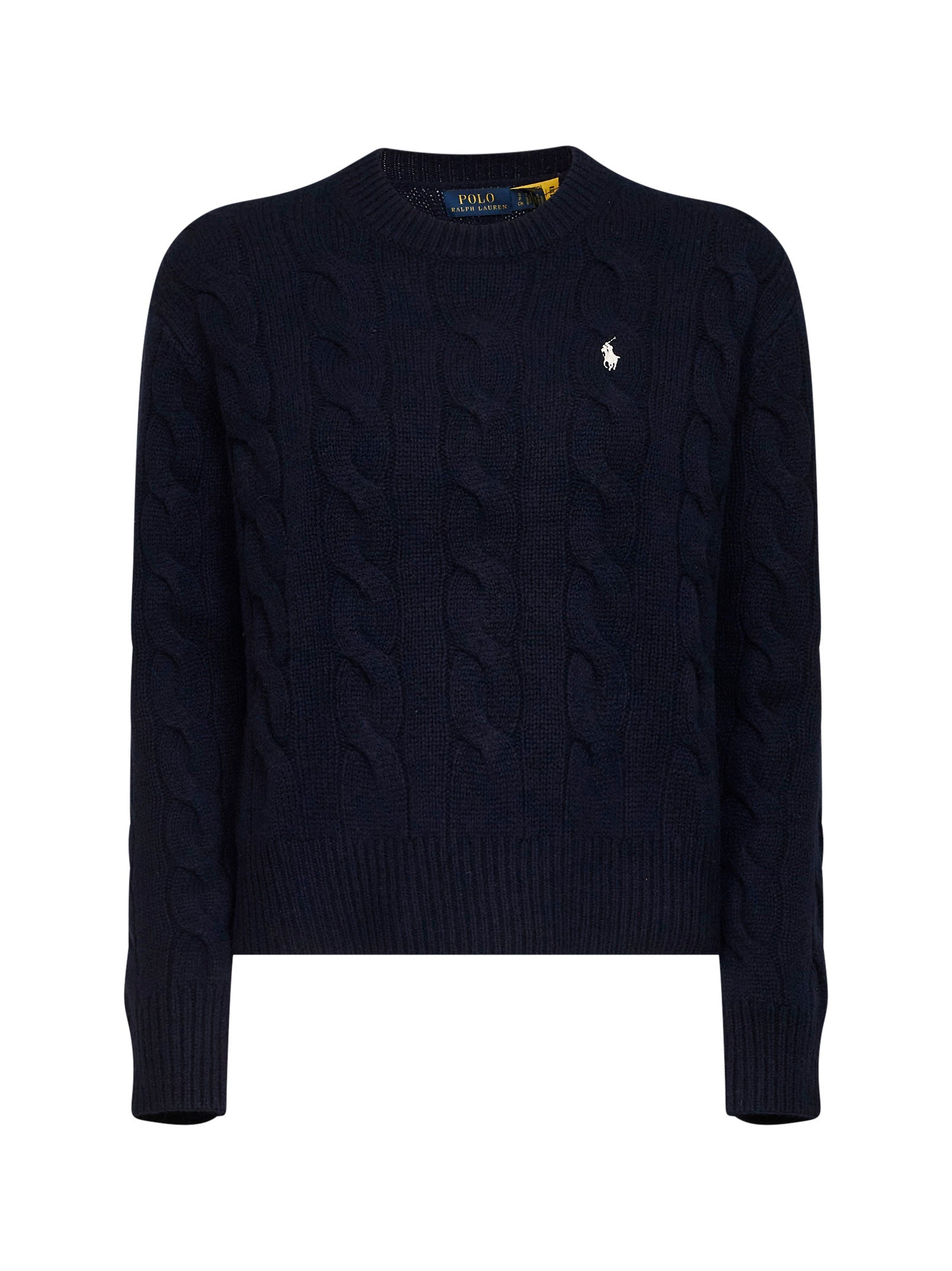 Cable-Knit Wool-Cashmere Sweater — Navy