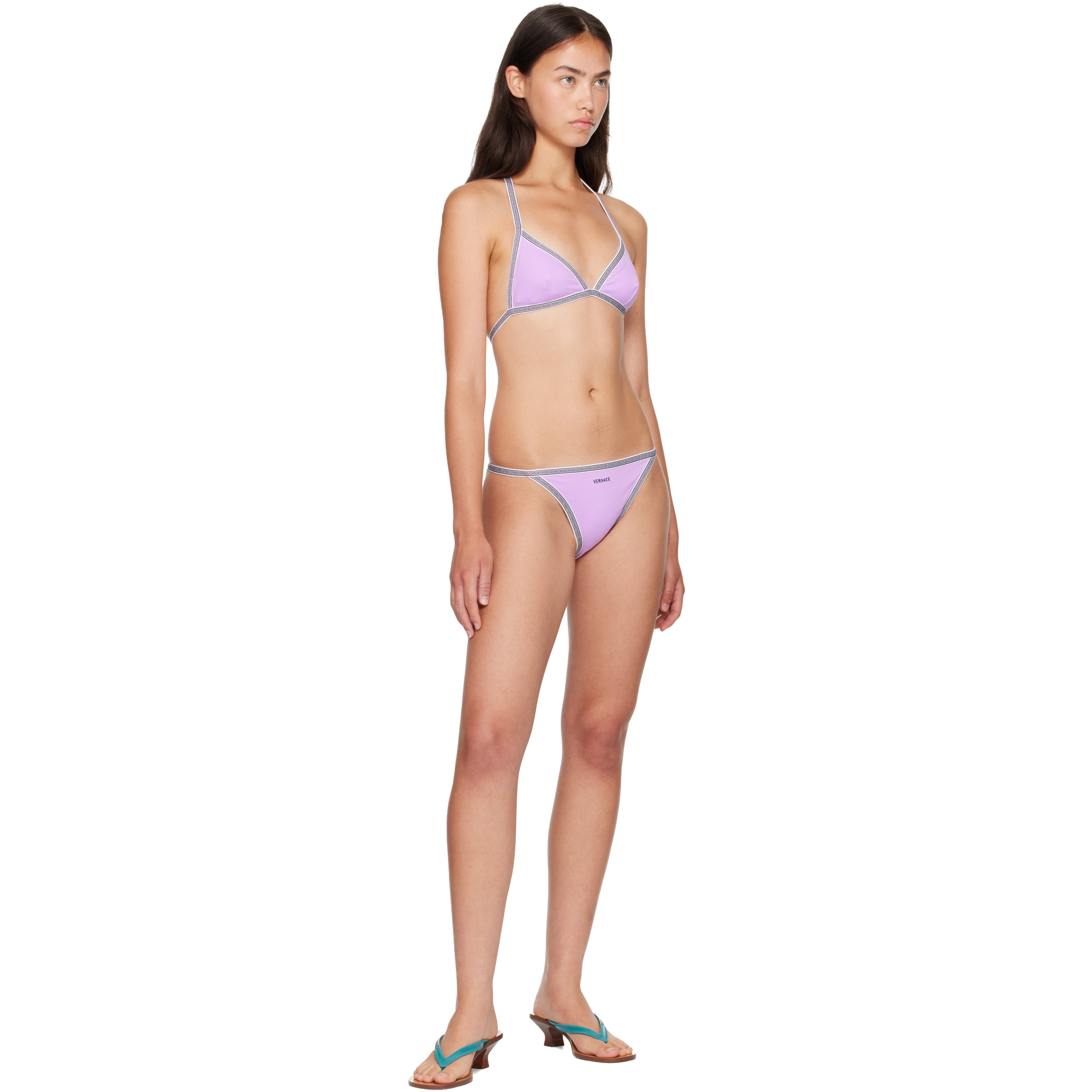 Purple Greca Bikini Top