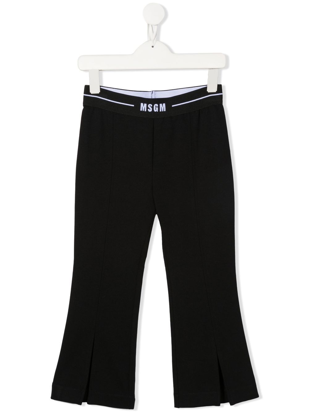 Logo-waist flared jersey trousers - Blue