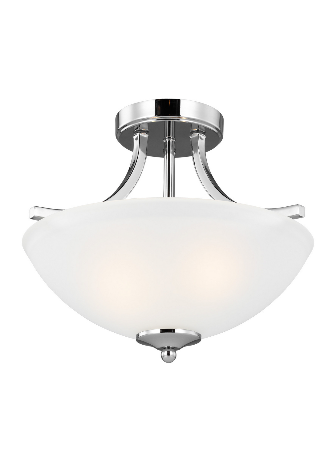 Chrome Two Light Semi-Flush Convertible Pendant from the Geary Collection