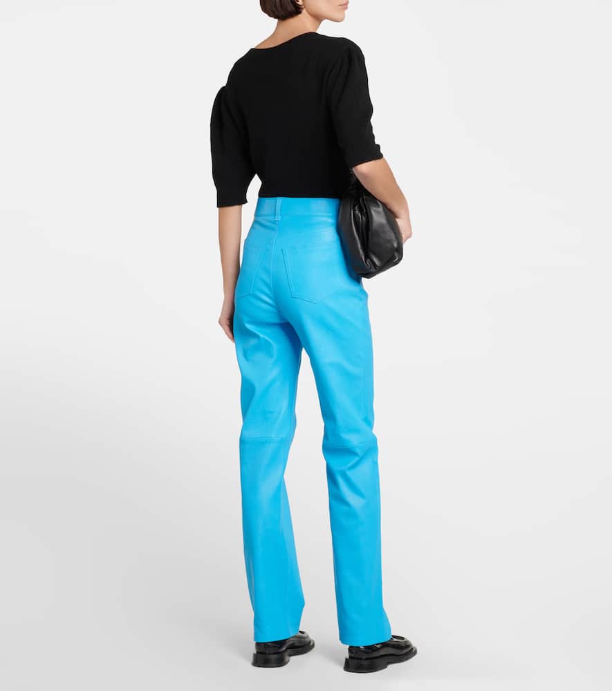 Terry high-rise straight leather pants