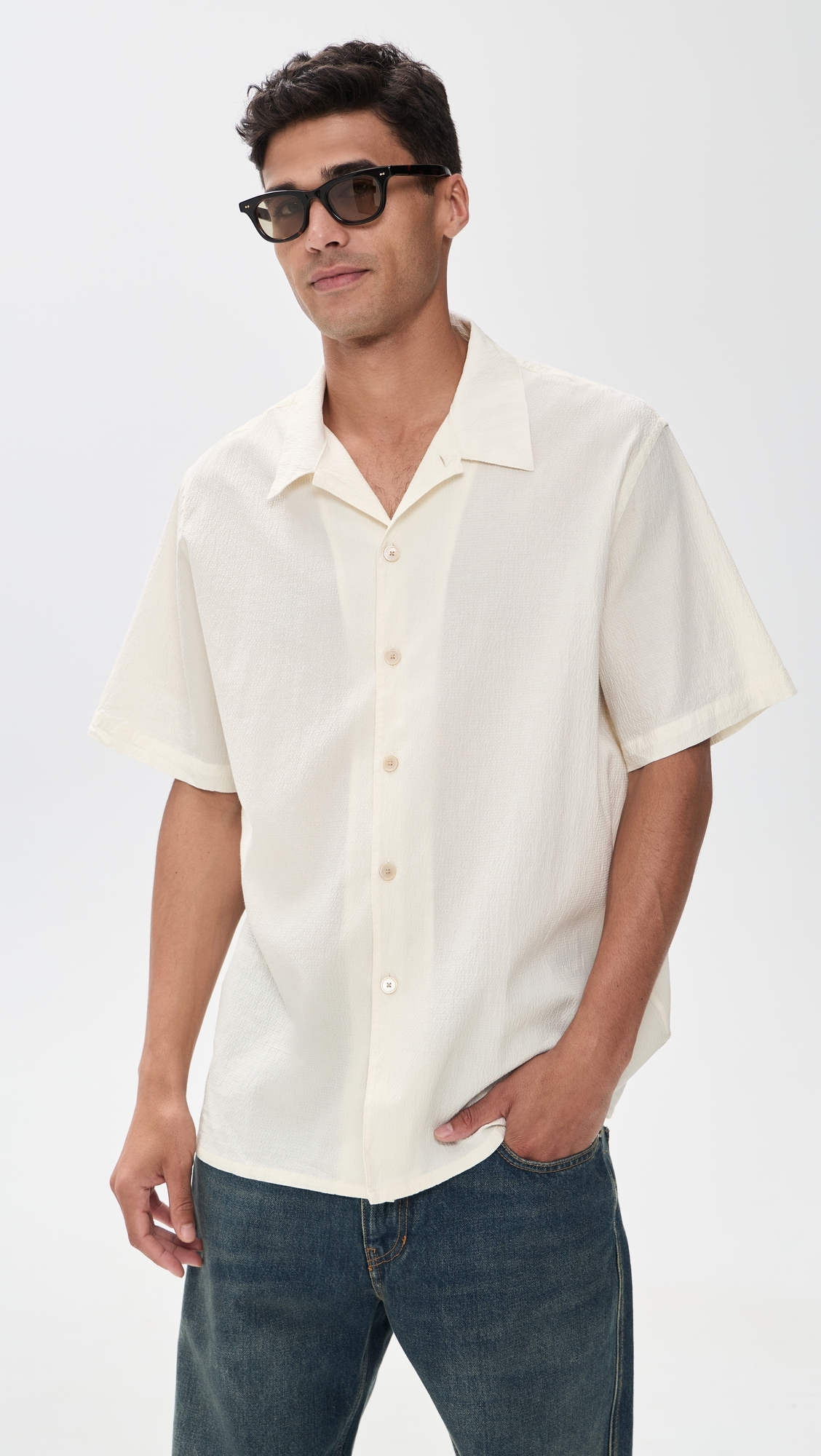 Short Sleeve Casual Fit Shirt Off White