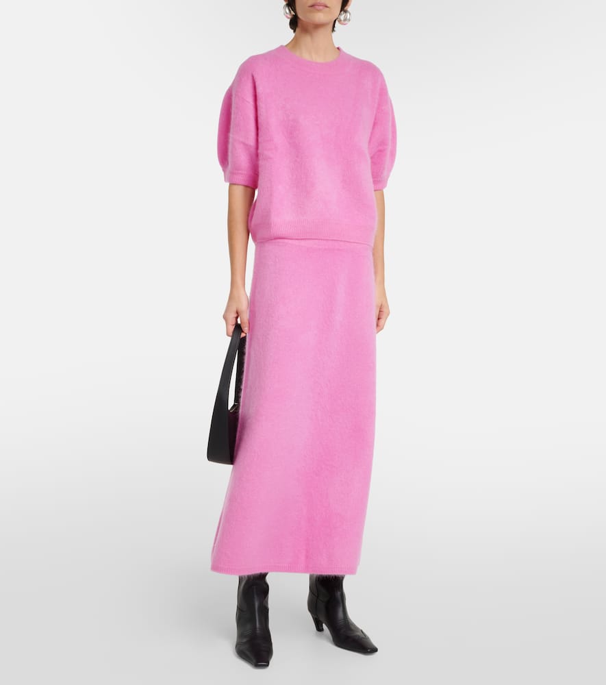 Asta high-rise cashmere midi skirt