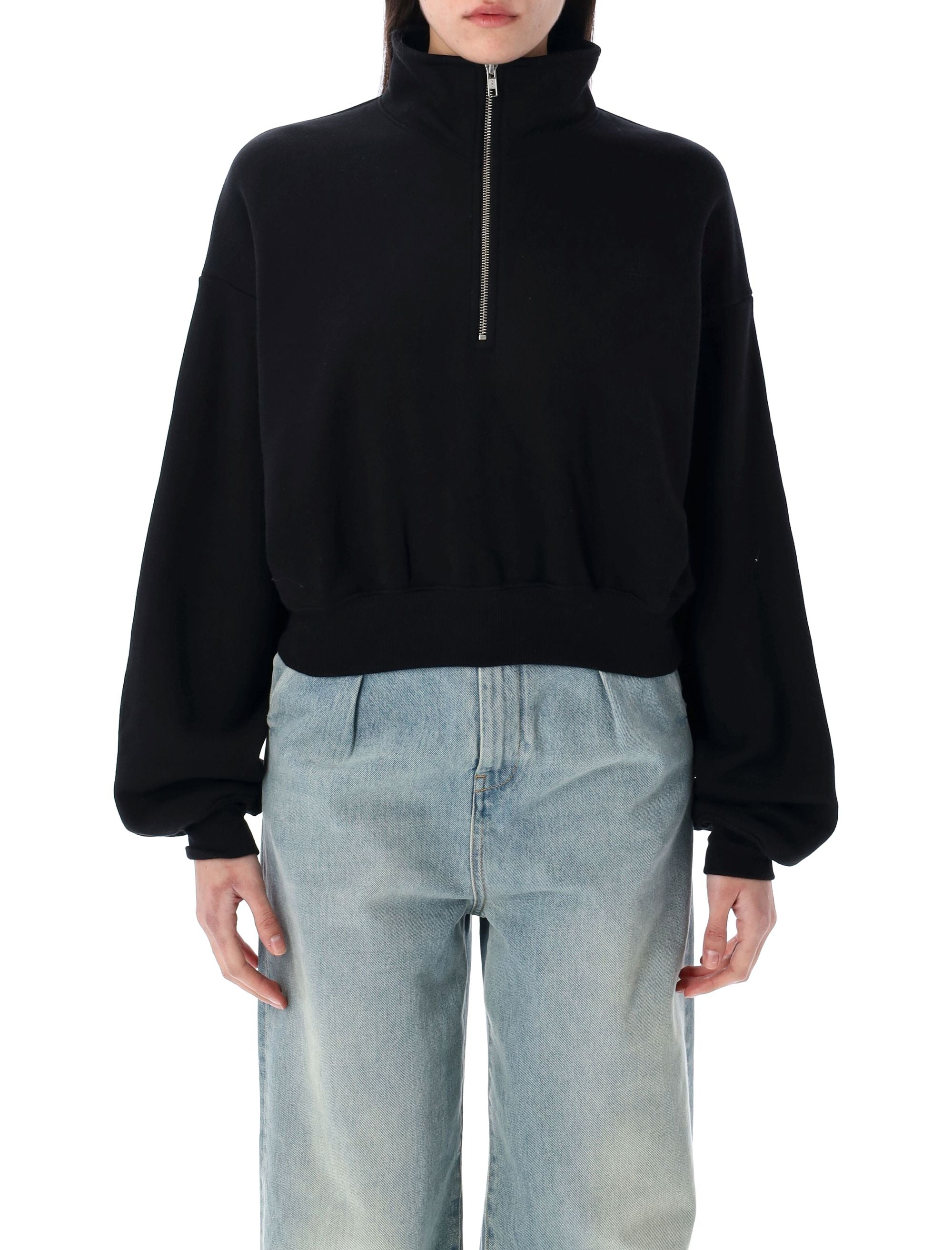 Cropped Half Zip Sweatshirt
