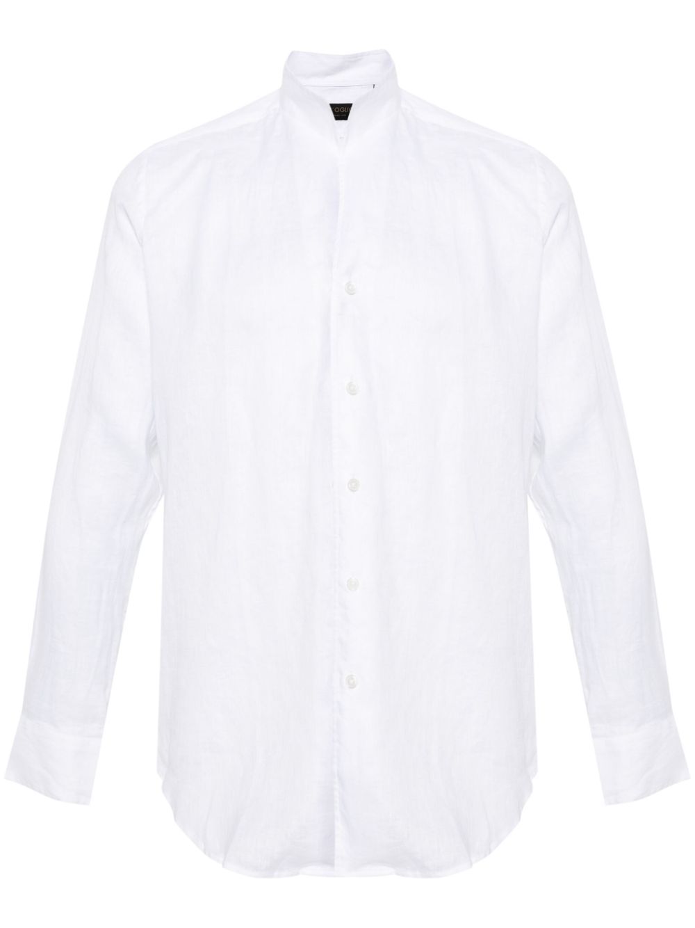 Band-collar linen shirt - White