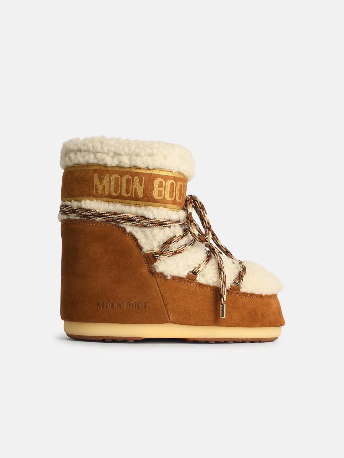 Moon Boot 'Icon' In Beige Shearling