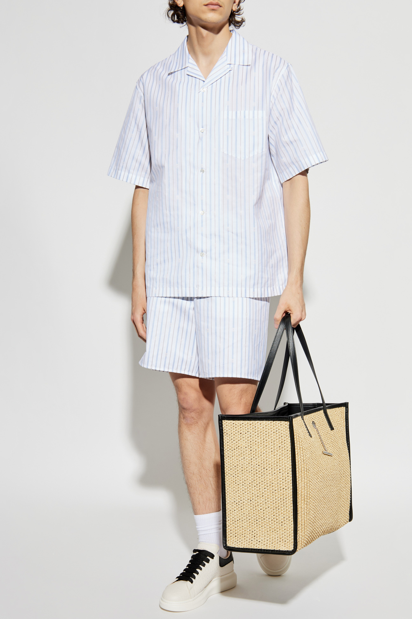 Alexander McQueen Shirt With Striped Pattern, Men's, Light Blue