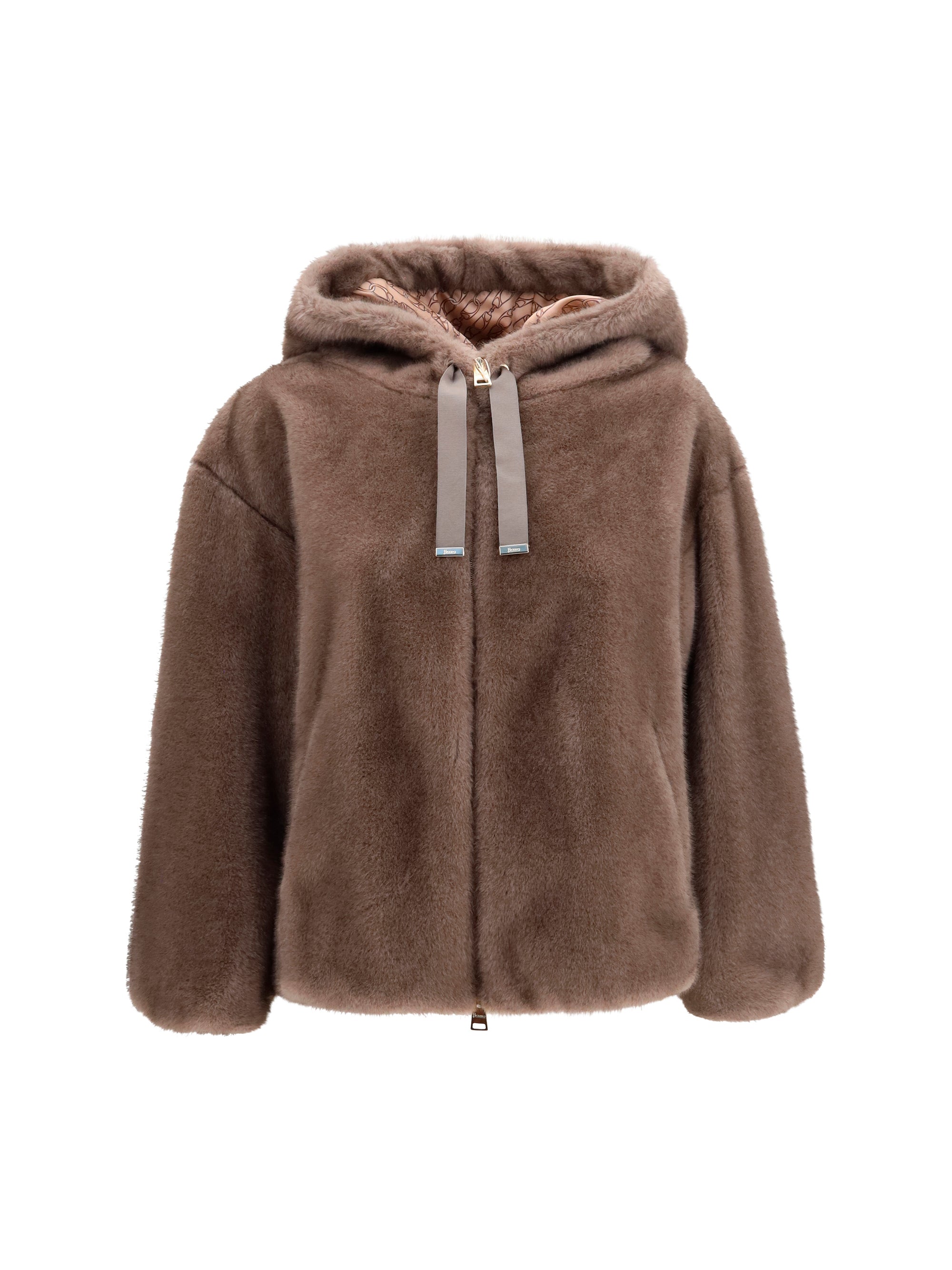 Eco-Fur Hooded Jacket — Brown