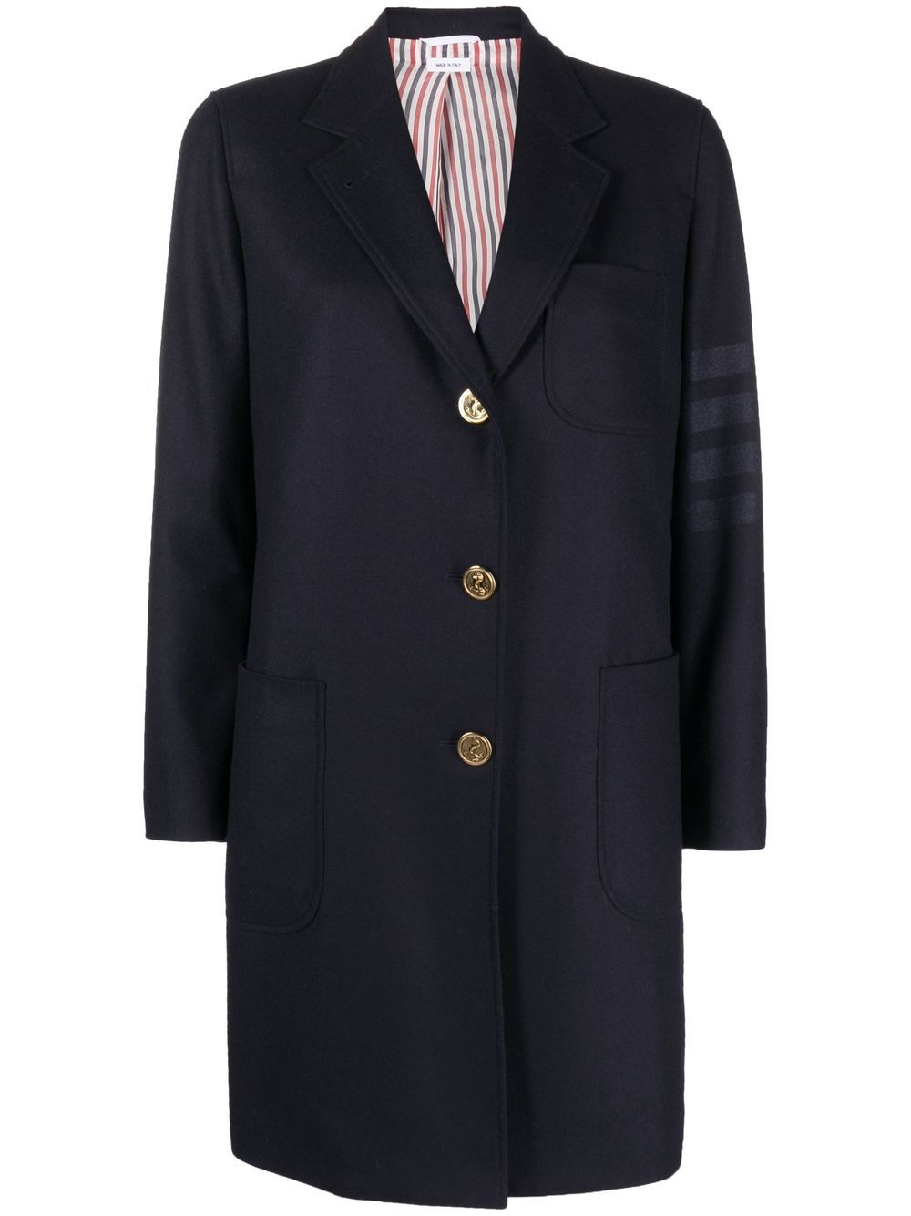 Engineered single-breasted side-stripe coat - Blue