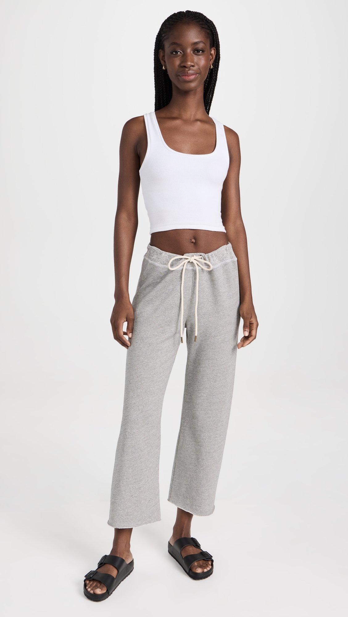 The Wide Leg Cropped Sweatpants Varsity Grey
