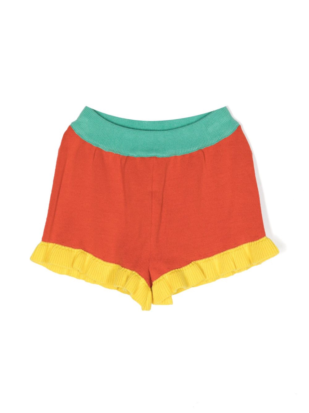 Colour-block cotton shorts - Red