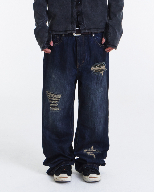 Dirty Faded Straight Denim Pants