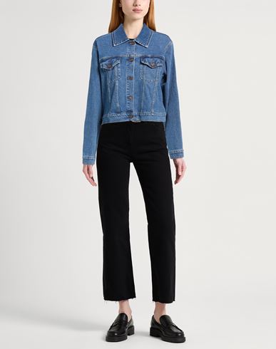 Woman Denim outerwear Blue Size L Cotton, Elastane