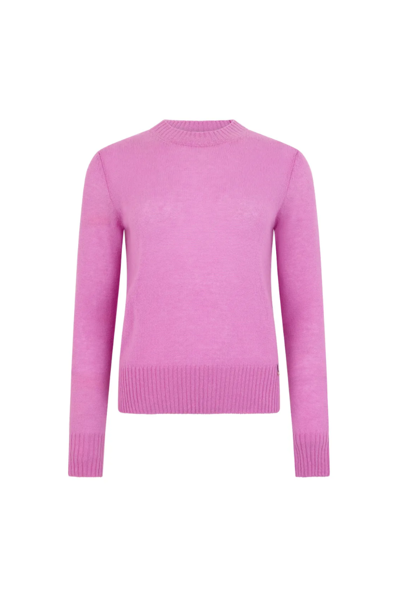 Crew-Neck Knit Sweater — Pink