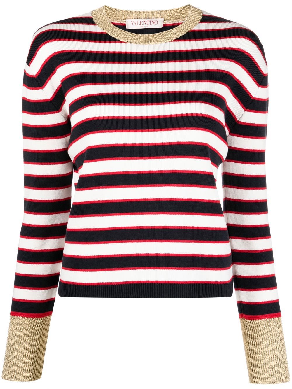 Striped cotton jumper - White