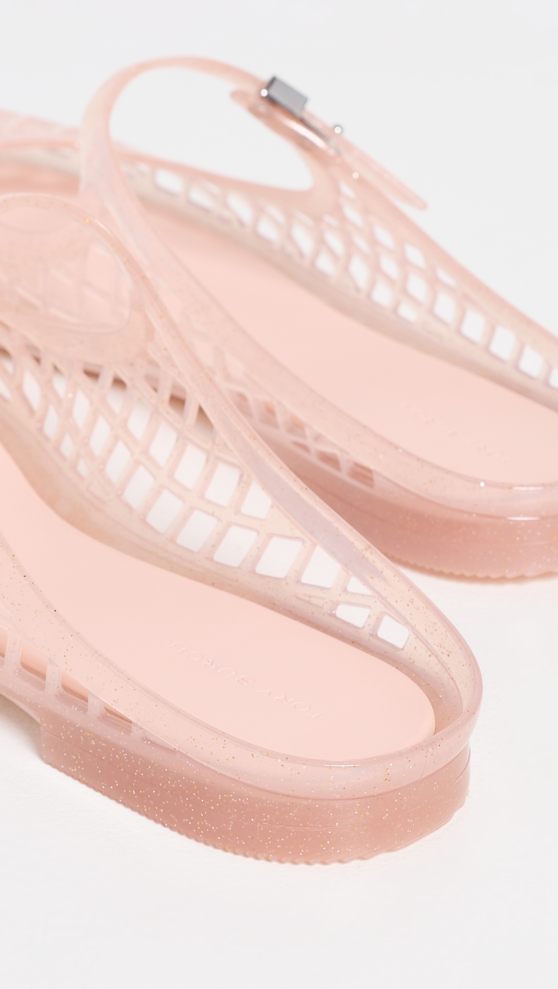 Mellow Mary Jane Jelly Flats Soft Pink Glitter/Silver