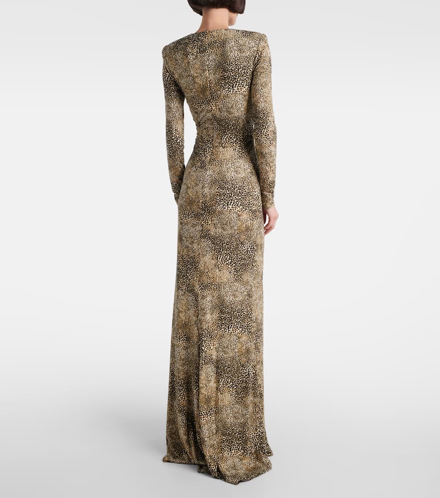 Animalier printed jersey gown
