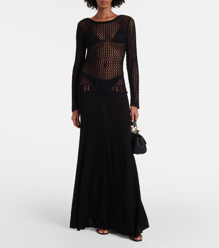 Sheer cotton-blend maxi dress