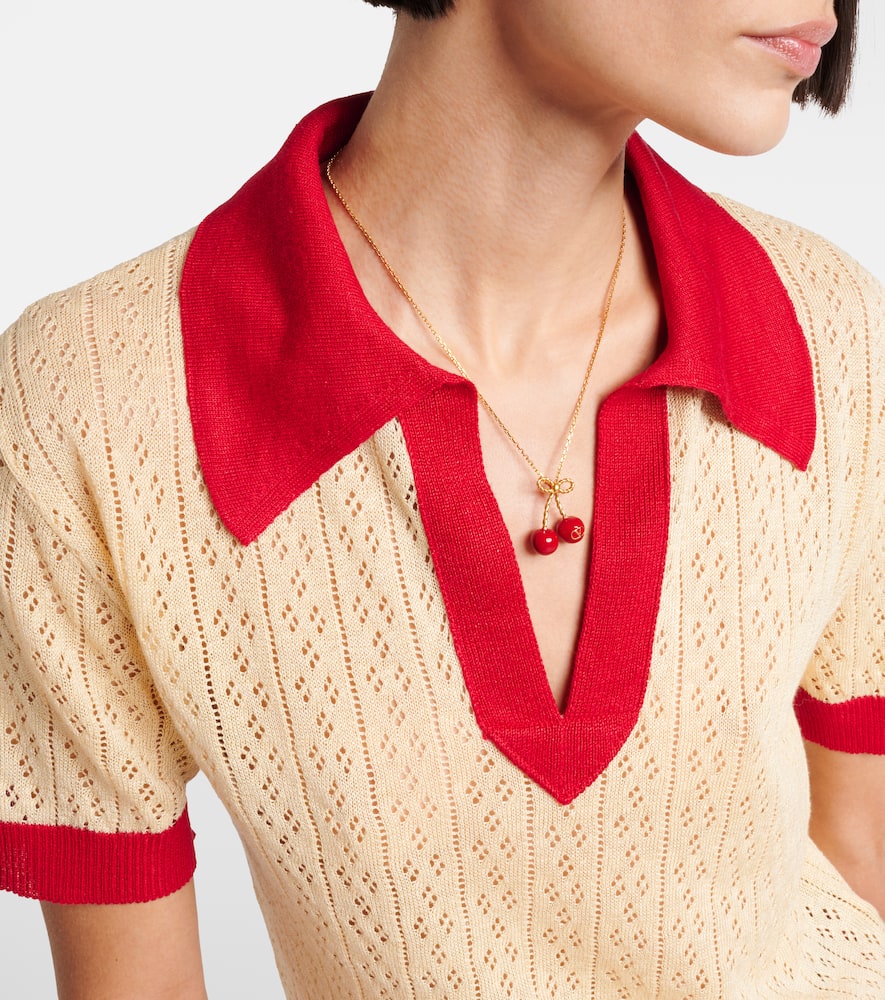 Linen-blend polo sweater