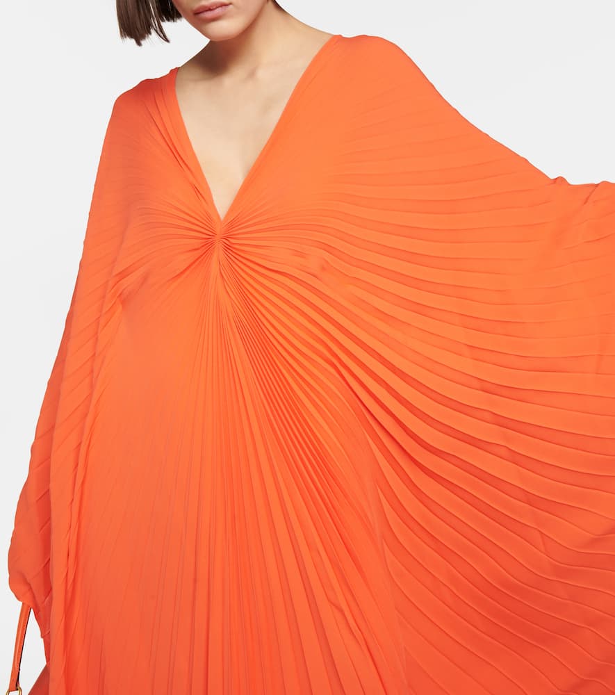 Pleated silk midi dress