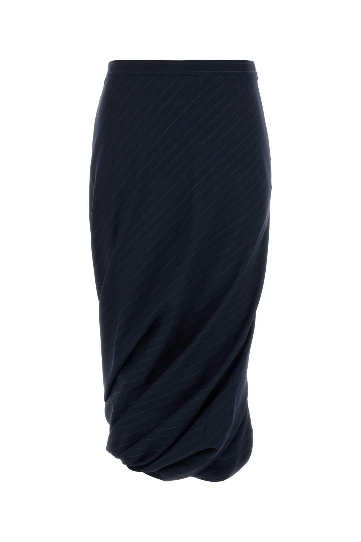 Draped Wool Skirt — Navy