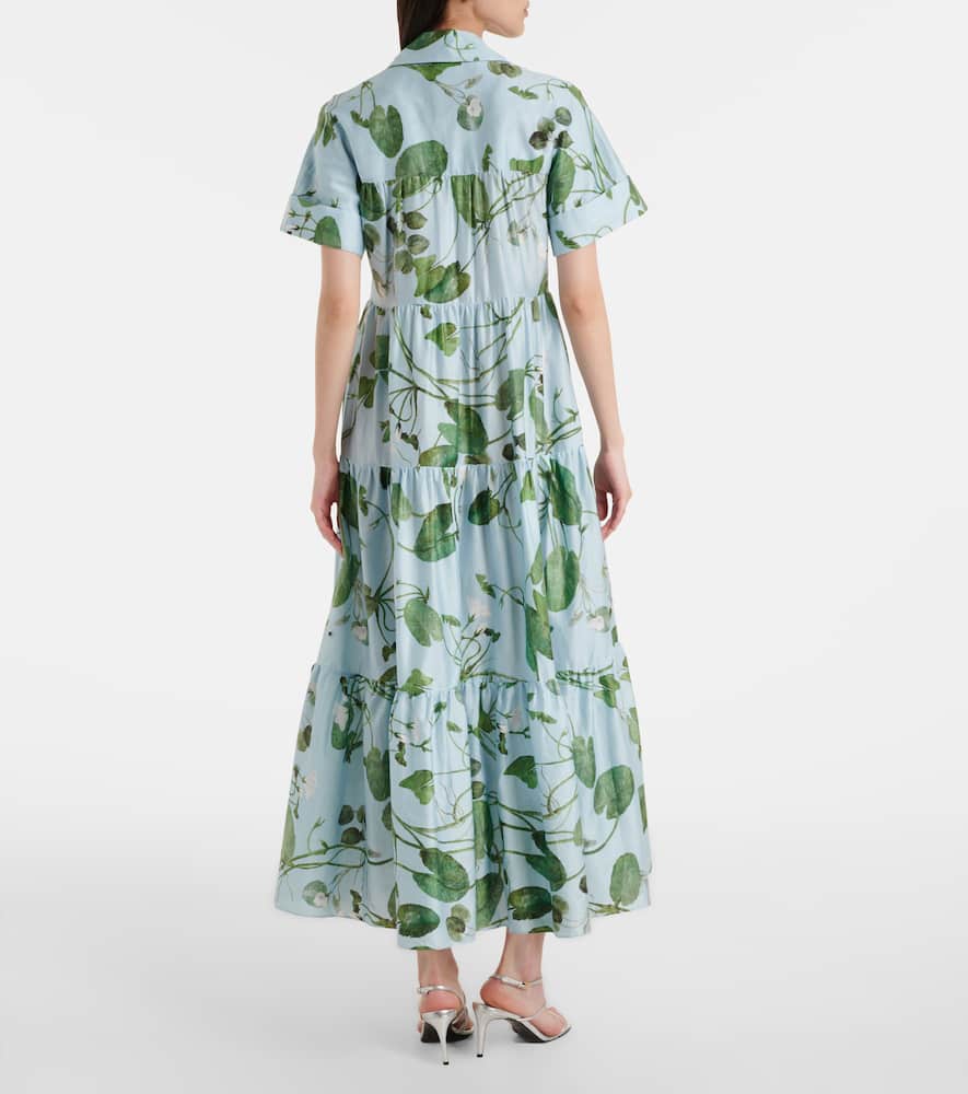 Tiered floral cotton midi dress