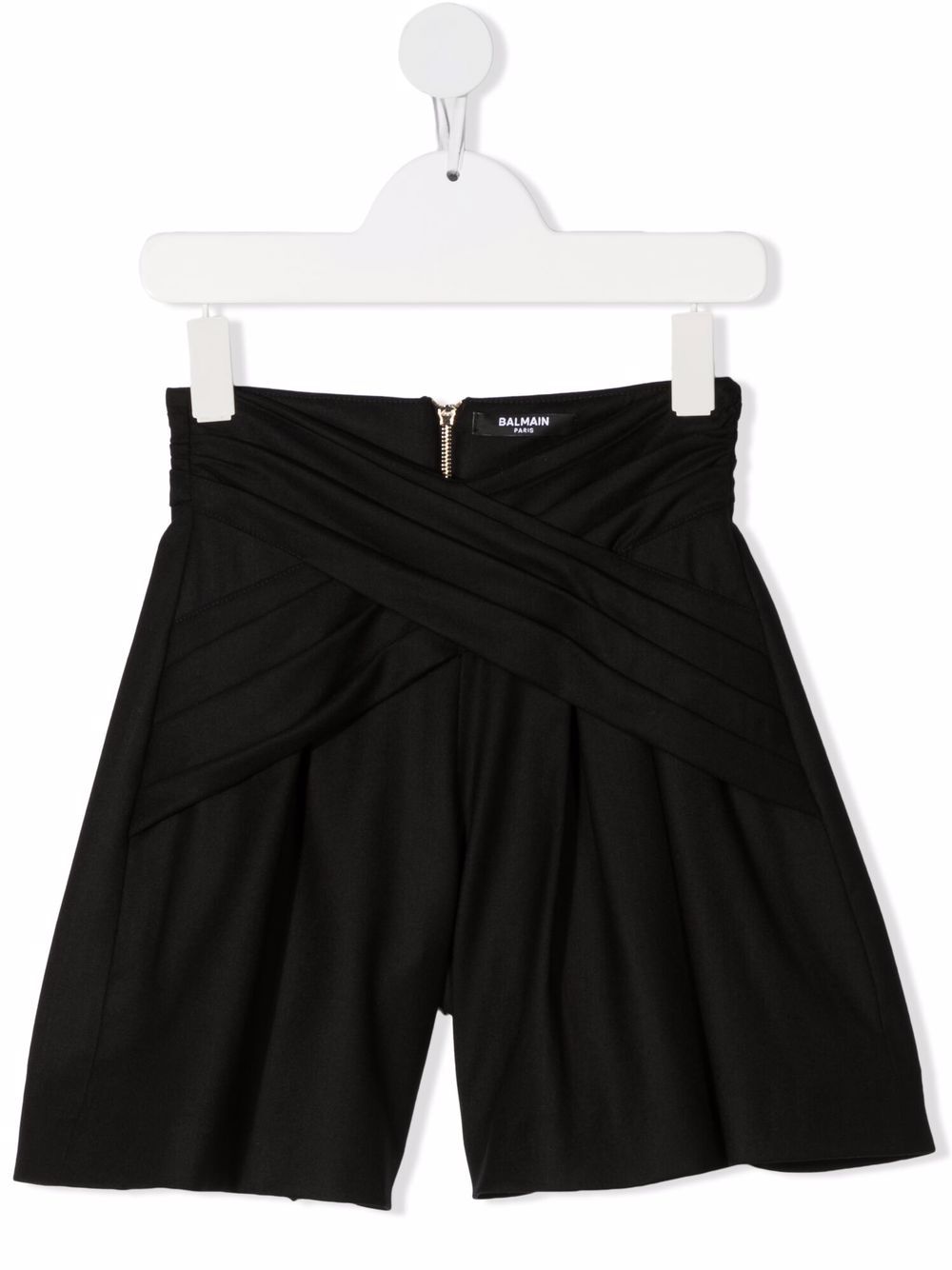Cross-over gathered shorts - Black