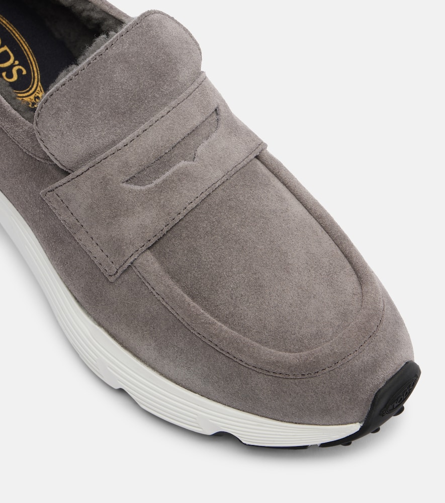 Shearling-lined leather slip-on shoes