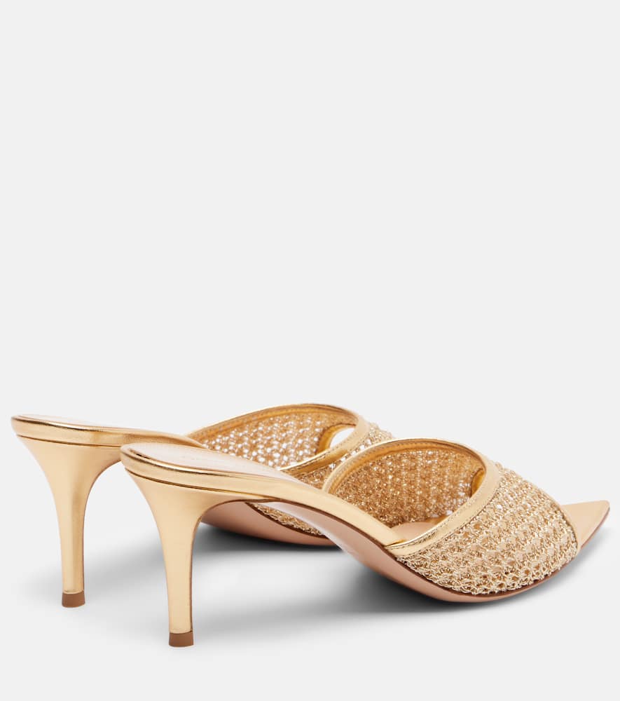 Sienna 70 metallic leather-trimmed mules