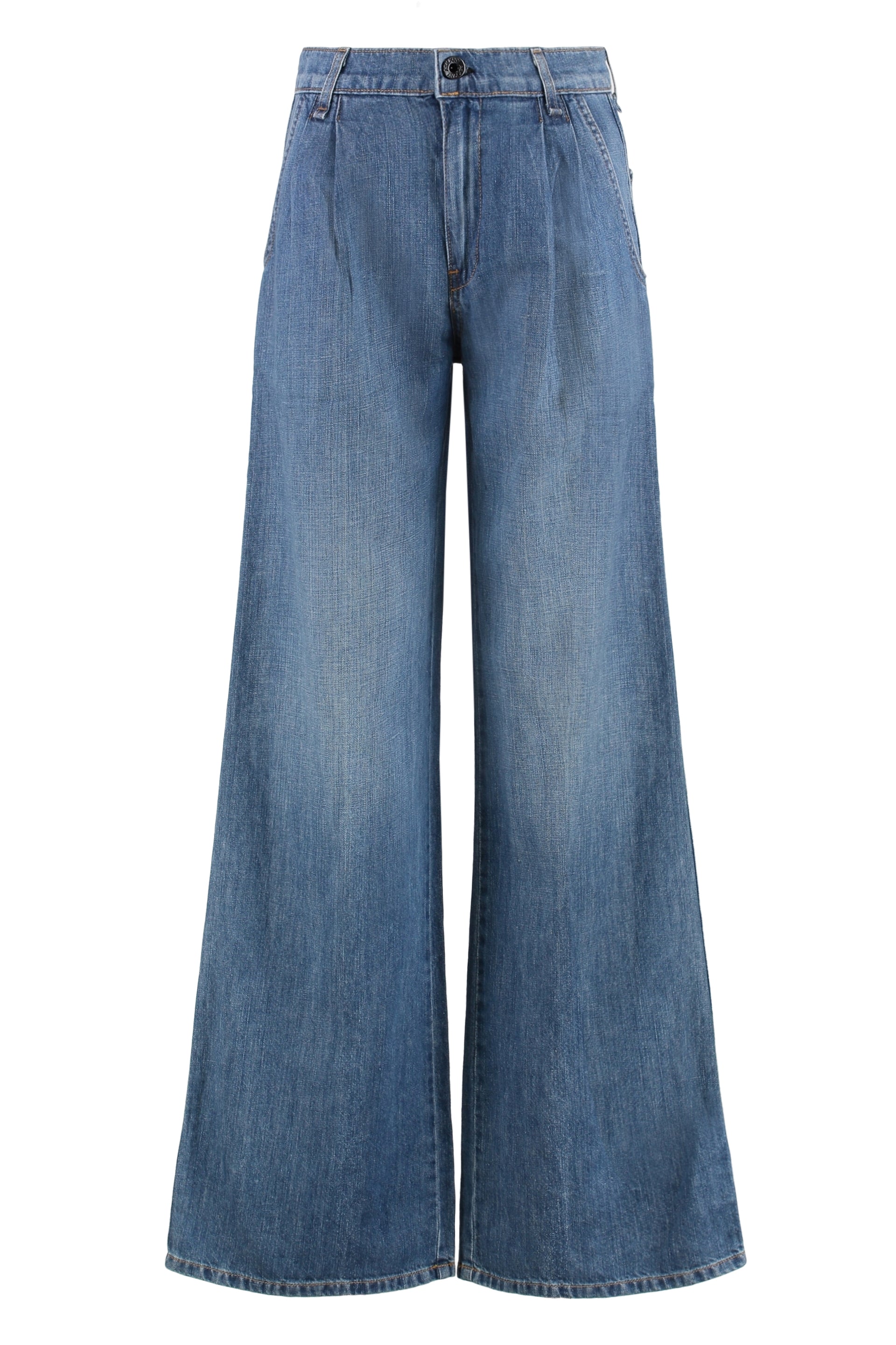 Cotton-Linen Cropped Jeans — Blue
