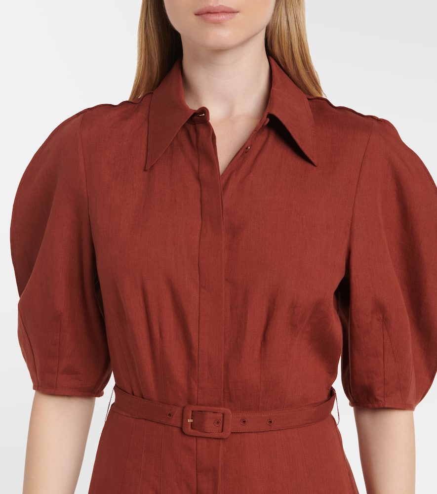 Maude belted linen shirt dress