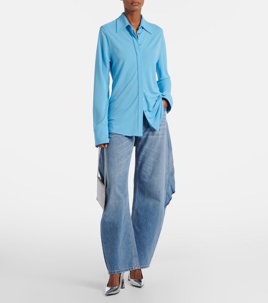 Paneled barrel-leg jeans