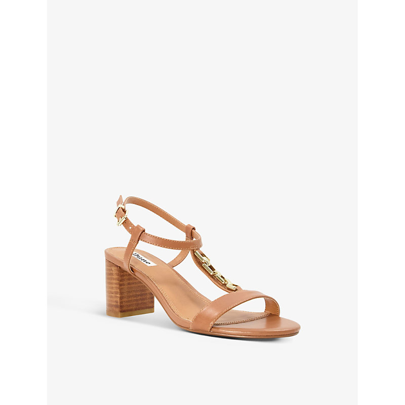 Womens Tan-leather Just Regular-fit Chain Leather Sandals