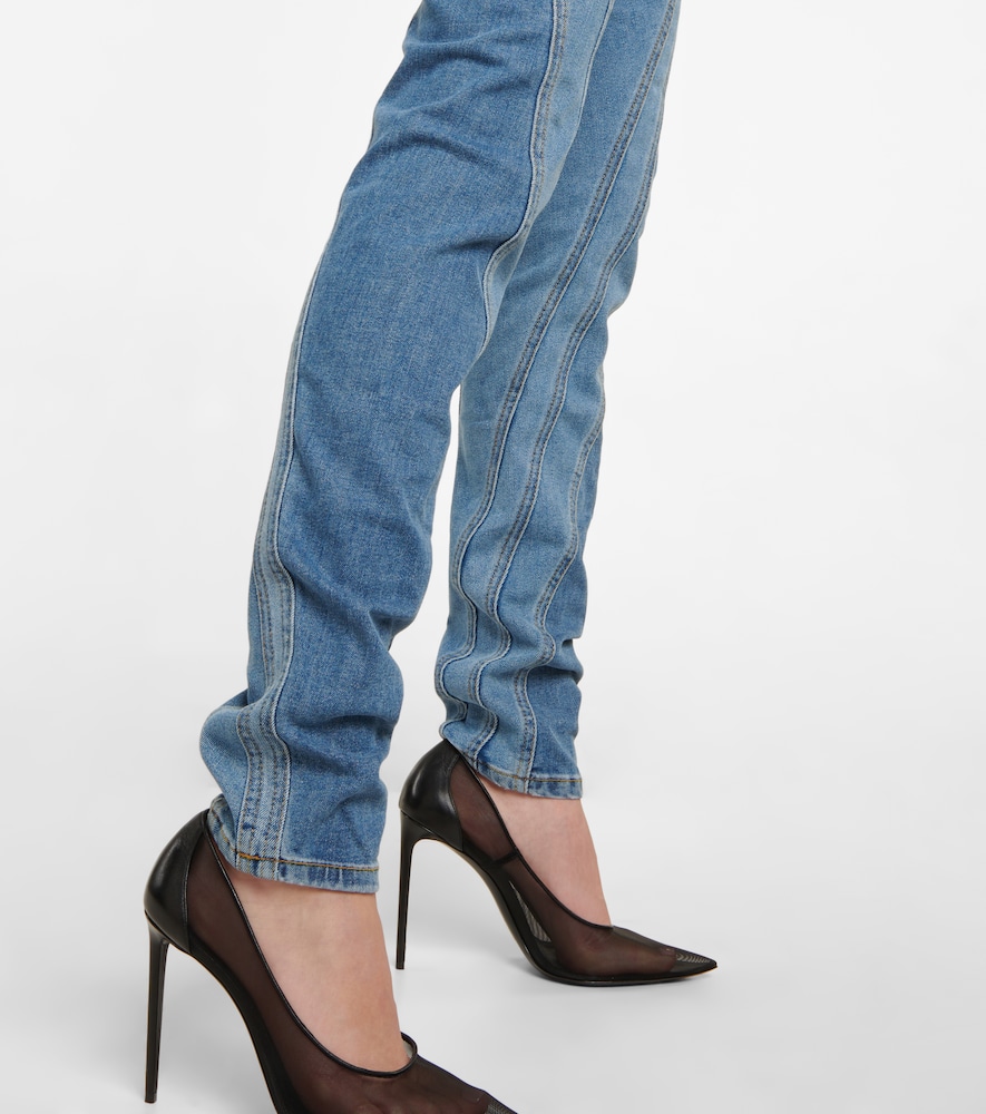 Seam-detail high-rise skinny jeans
