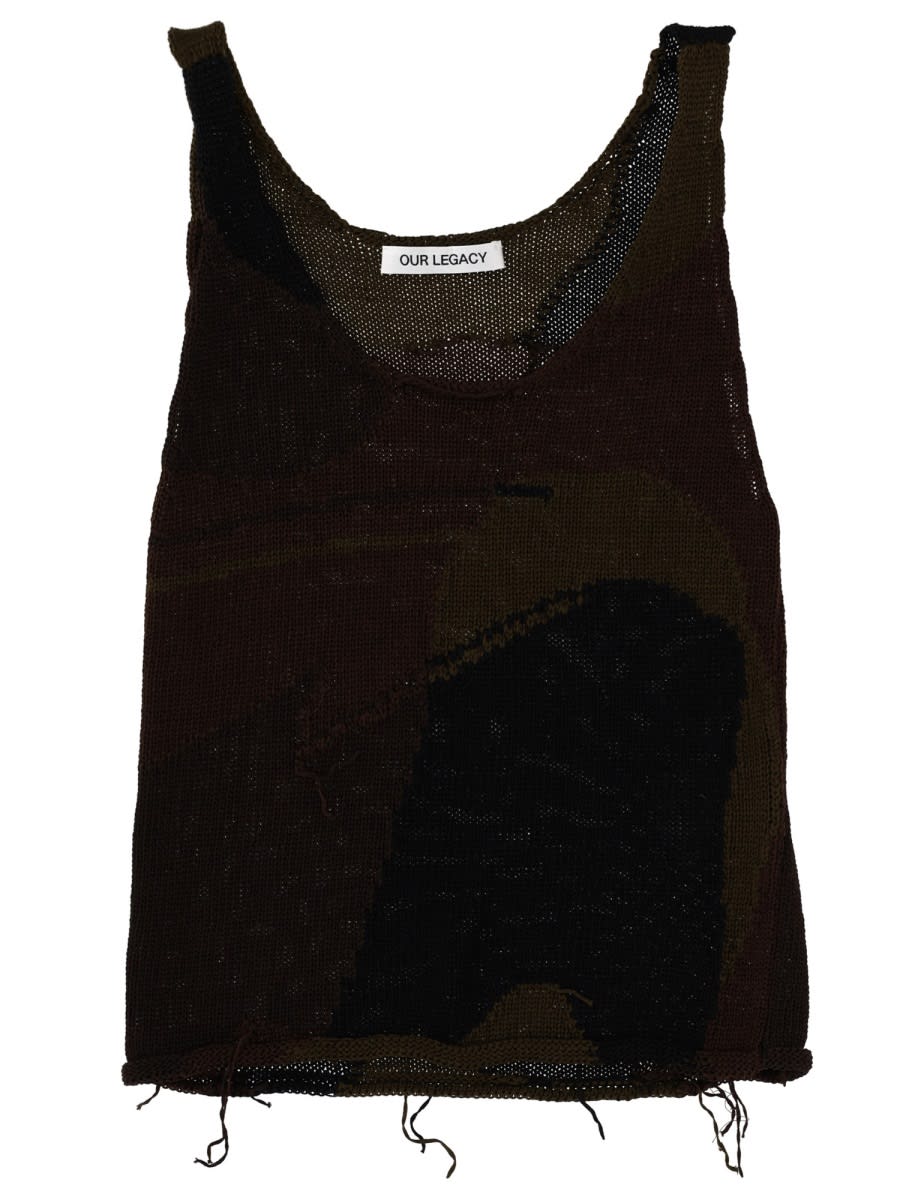 Our Legacy - sleeveless scoop neck camouflage knit top