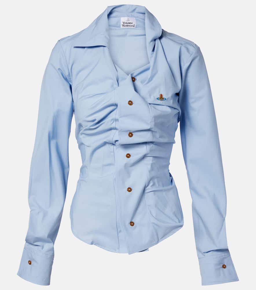 Orb gathered cotton poplin shirt