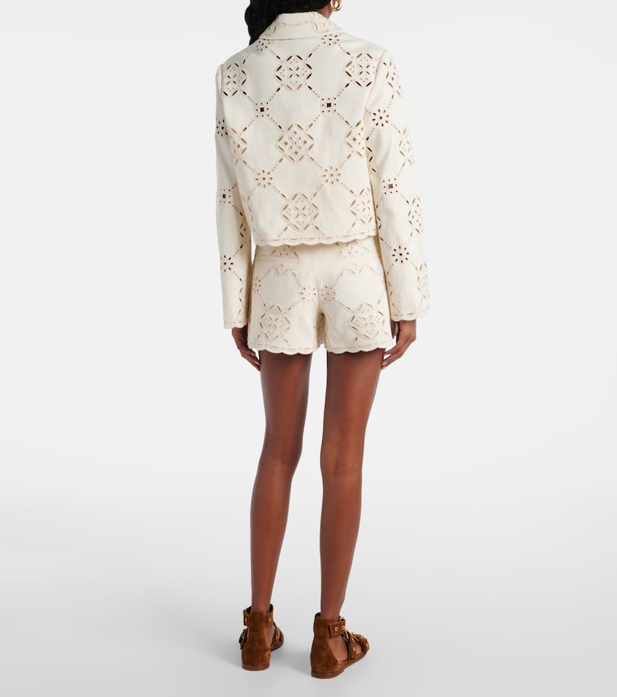 Adelaide laser-cut cropped cotton jacket