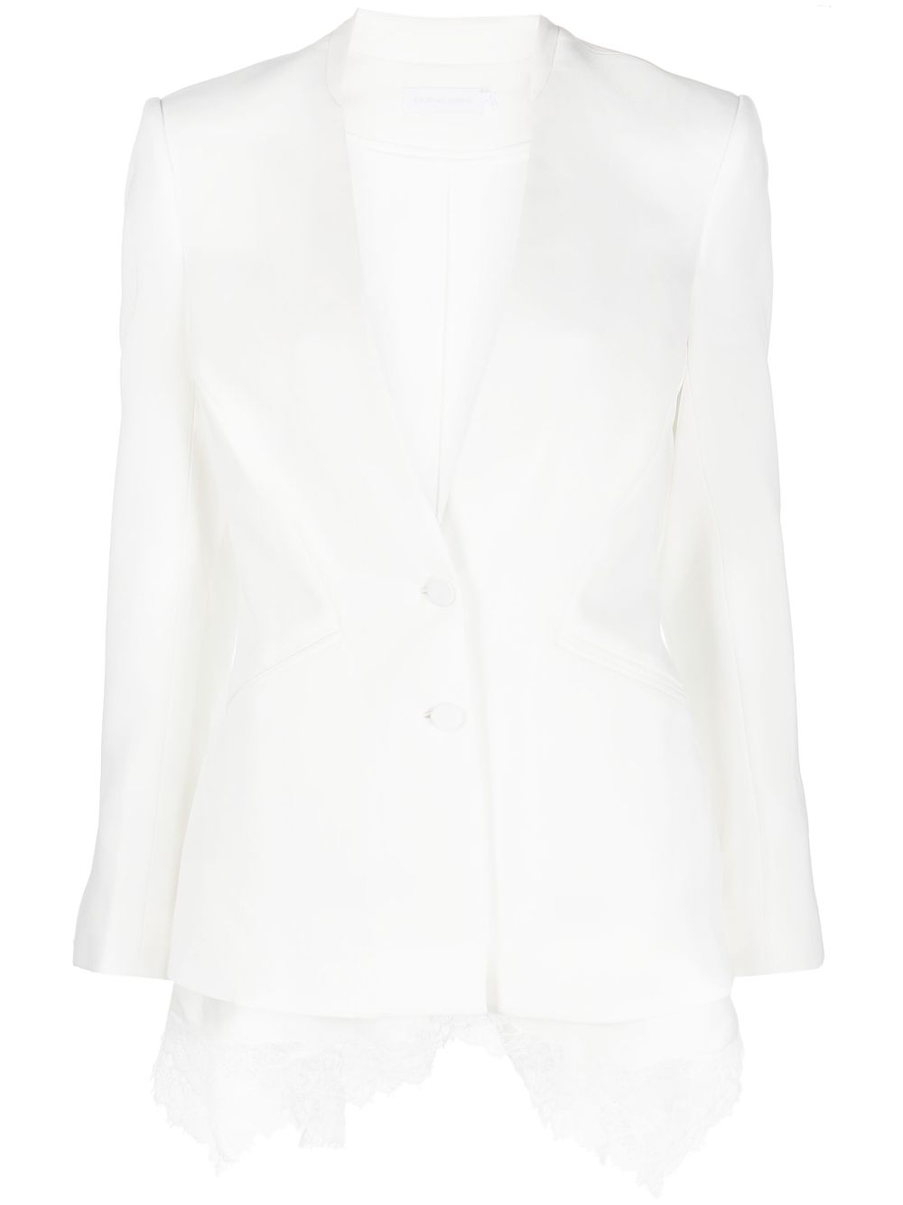 Collarless single-breasted jacket