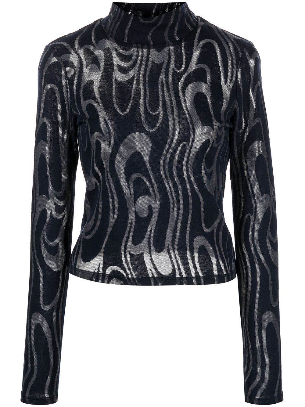 Shrunk turtleneck long-sleeve top - Blue