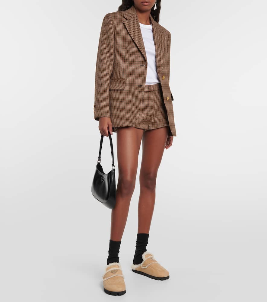 Prada Faux shearling-lined suede slippers