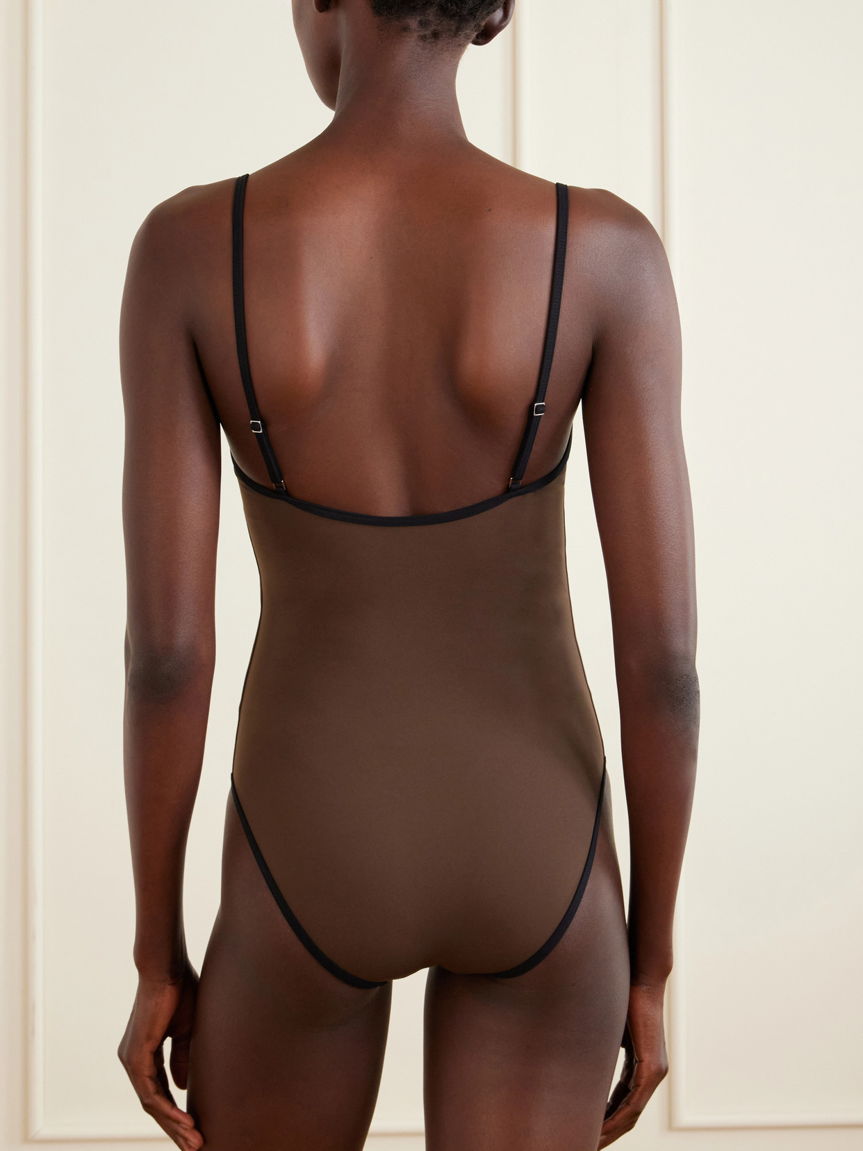 Two-tone Swimsuit - Brown