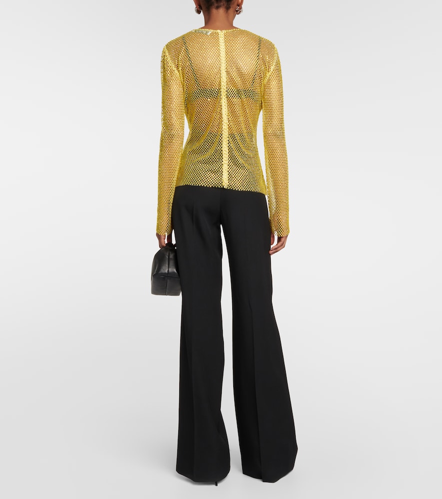 Crystal-embellished mesh top