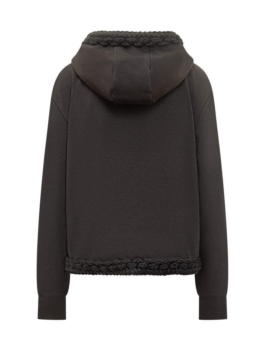 Black Solid Hood Sweatshirt