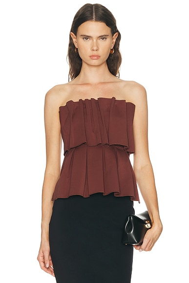 House of Dagmar Sculpted Tube Top in Mahogany Red - Brown. 32 also , 36
