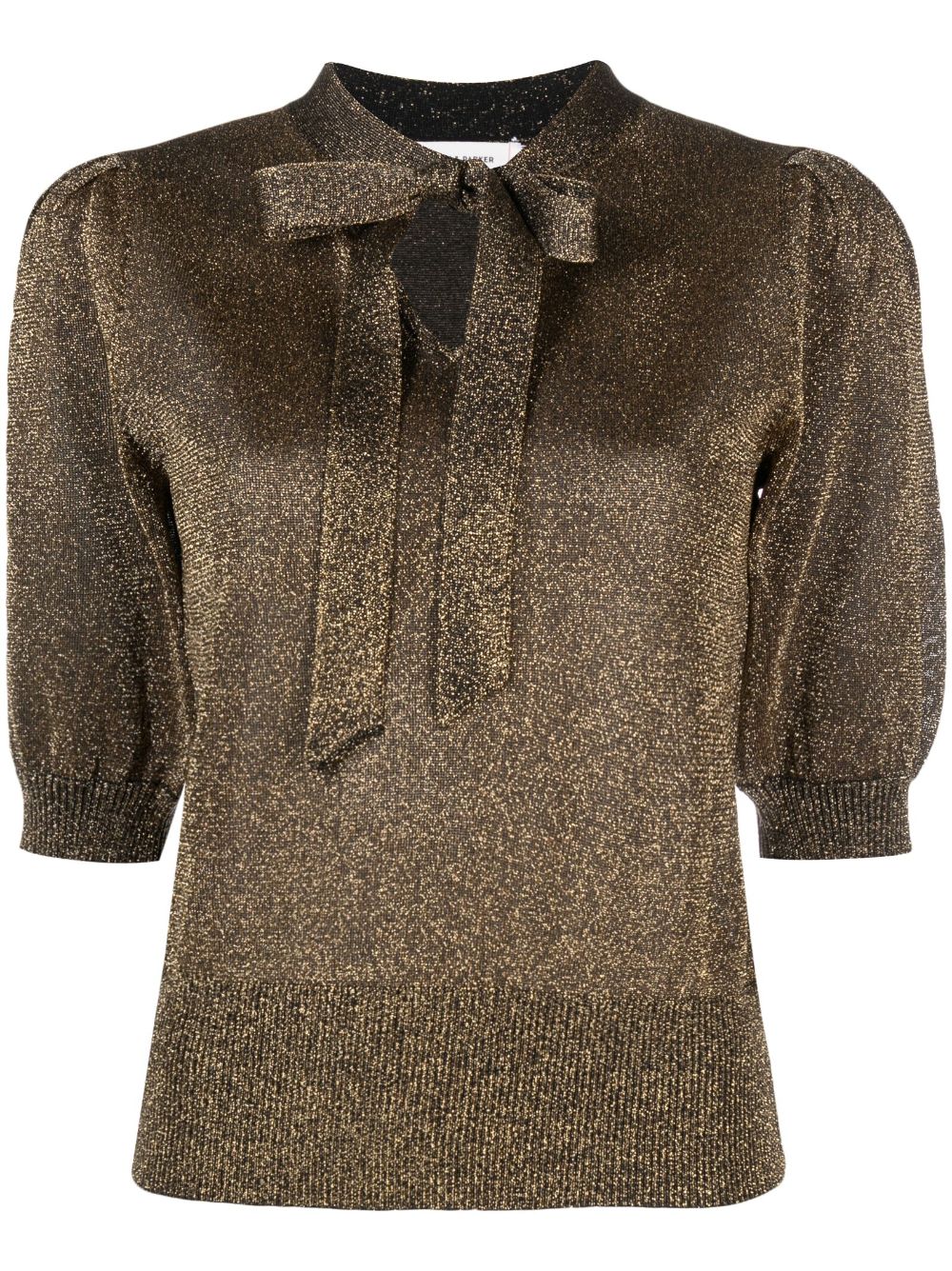 Bow-detailing lurex top - Gold