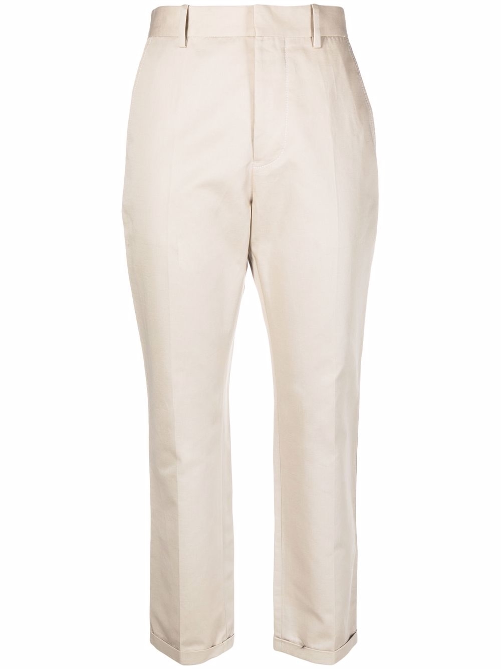 Cropped straight-leg trousers - Neutrals