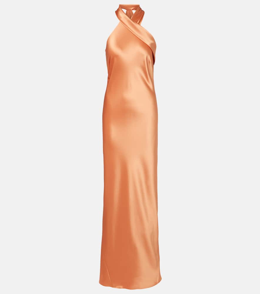 Pandora halterneck satin gown