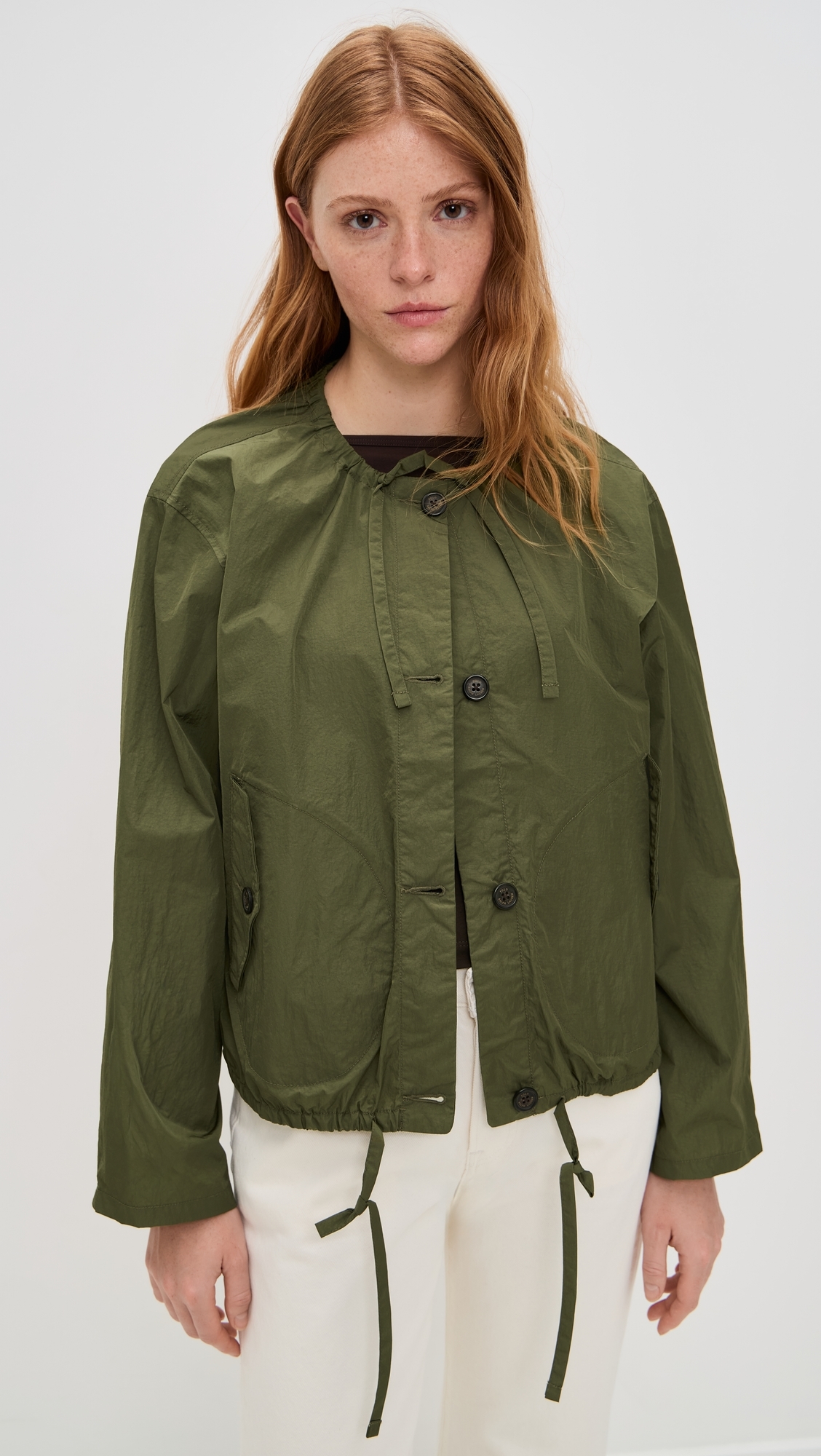 Recycled Nylon Windbreaker Jacket New Olive