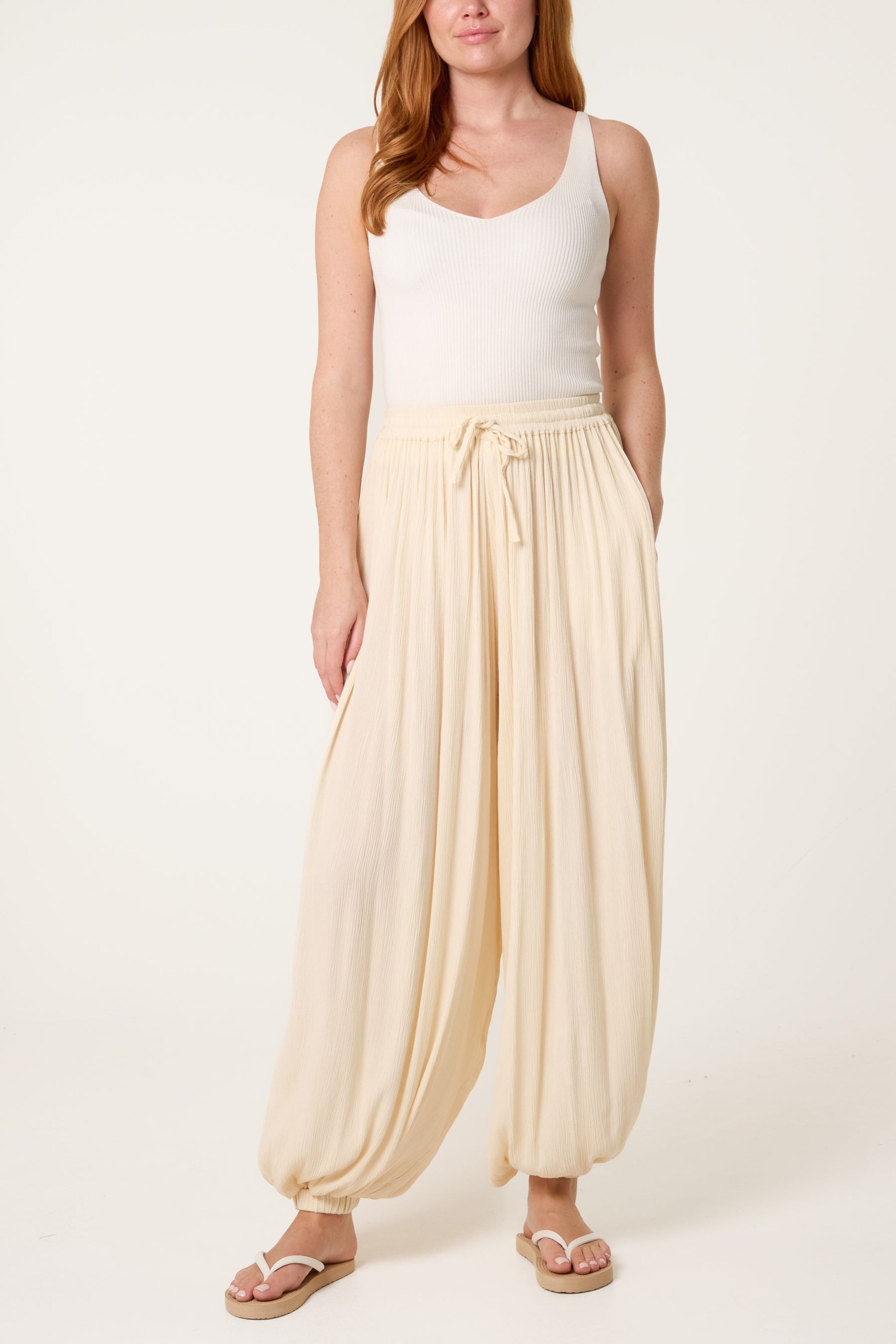 Blue Vanilla Women's Elasticated Waist Stone Slip On Trousers | : Mediu