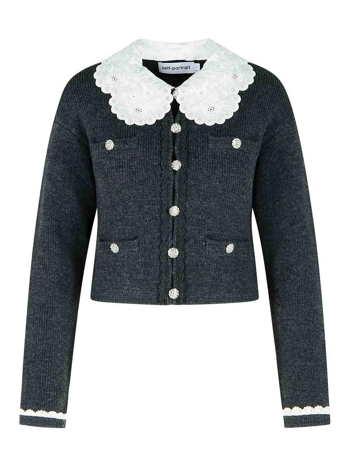 Dark Grey Wool Blend Crop Cardigan